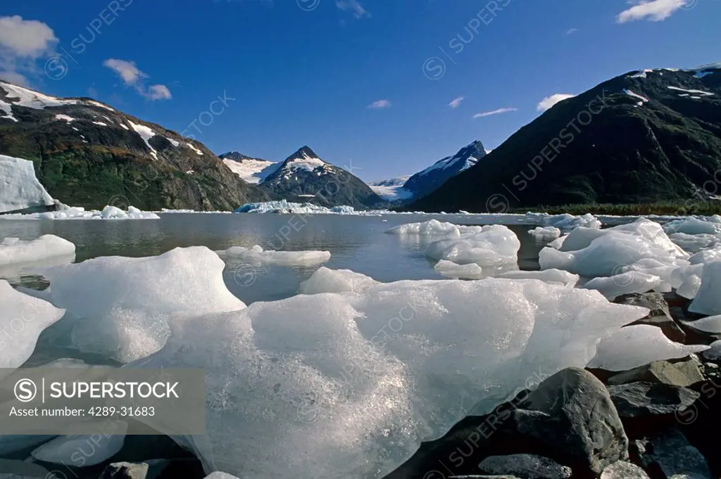 Portage Glacier icebergs Chugach Natl Forest SC AK summer scenic