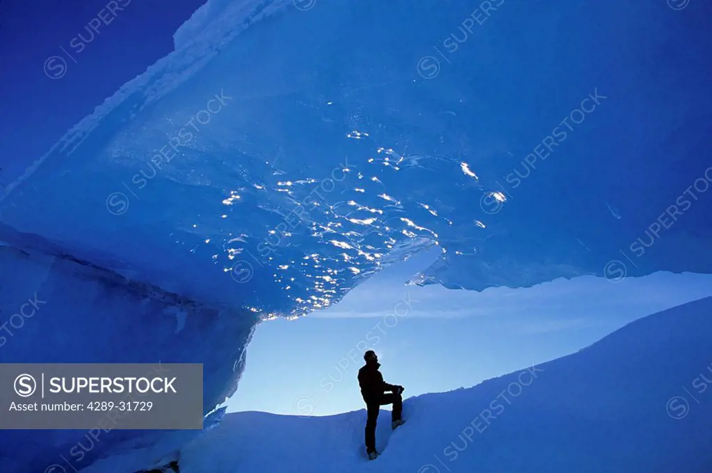 Iceberg Arch Spencer Glacier Kenai Peninsula Winter Alaska With & w/o Person