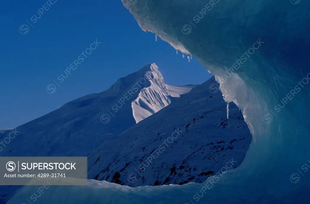 Close up of Dripping Iceberg on Portage Lake Winter Alaska