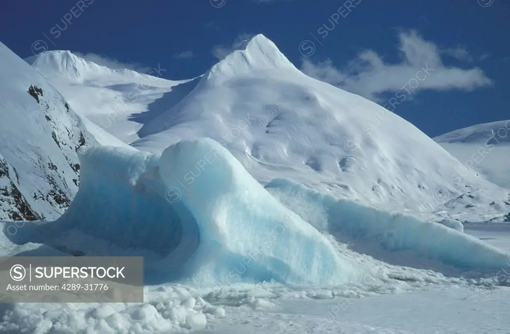 Icebergs in Portage Glacier Lake Winter SC Alaska