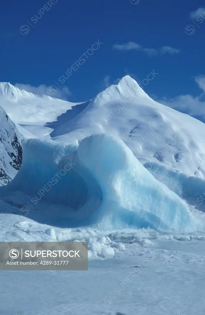 Icebergs in Portage Glacier Lake Winter SC Alaska