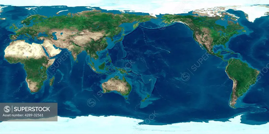 Pacific Rim in center of Map fo Earth