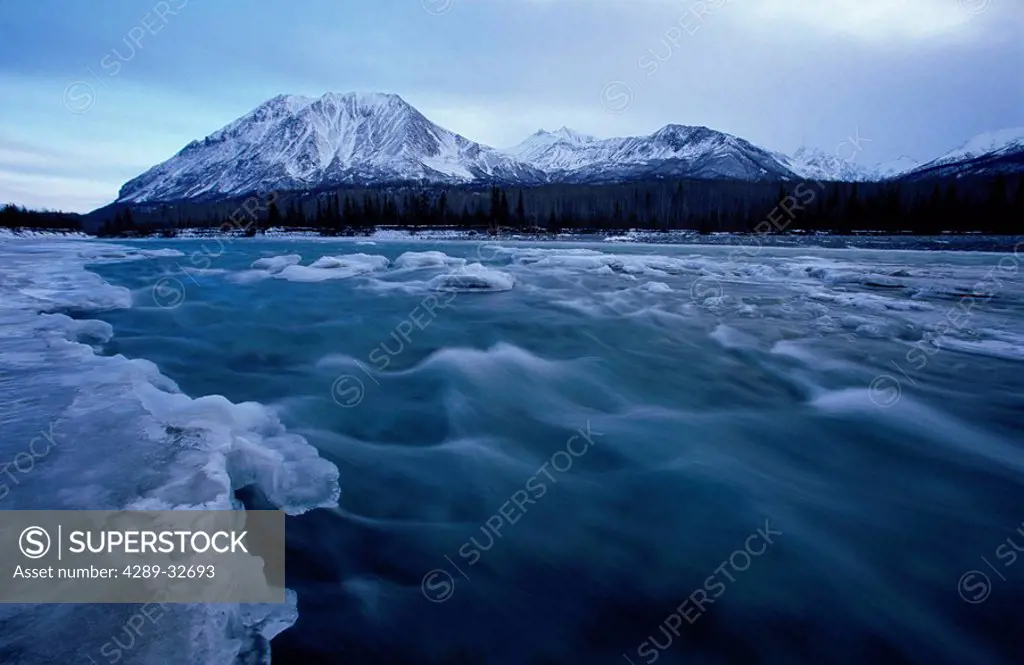 Matanuska River & King Mt in Winter SC Alaska