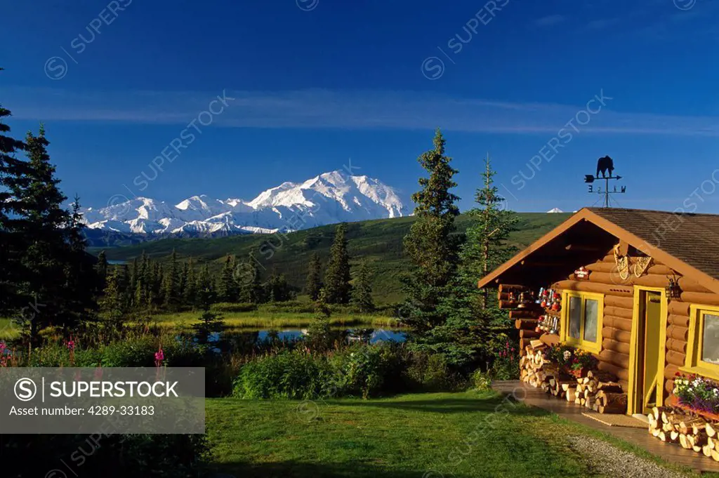 Log Cabin @ Camp Denali w/Mt McKinley Denali National Park Interior Alaska Summer