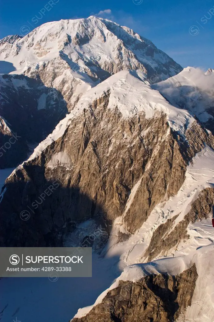 Aerial detail of the Wickersham Wall on the north side of Mt. McKinley, Interior Alaska, Summer