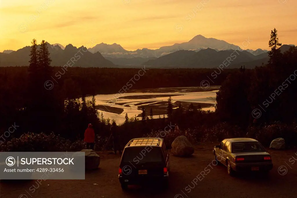 Mt McKinley Sunset lookout Denali Natl Park Interior AK summer scenic