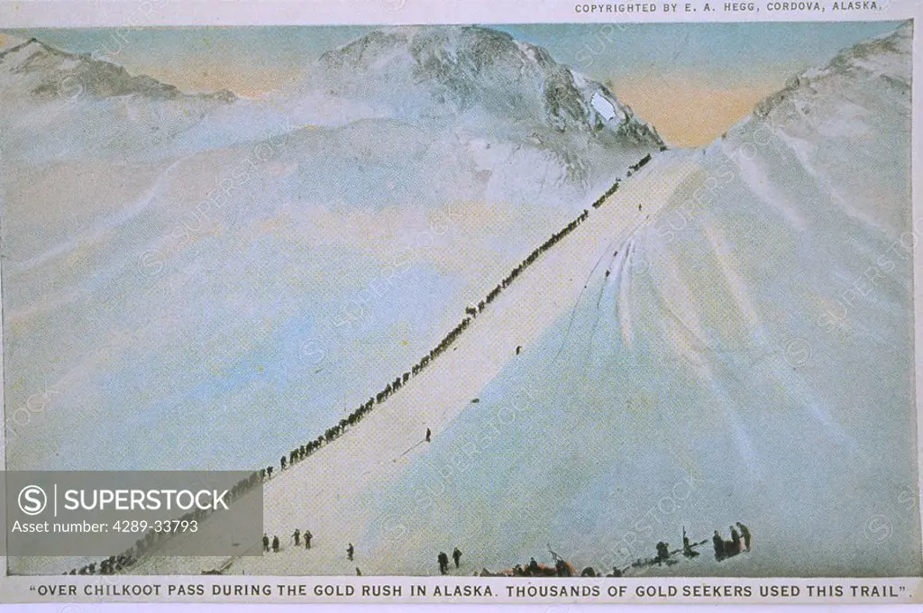 Gold Seekers headed over Chilkoot Pass AK 1898