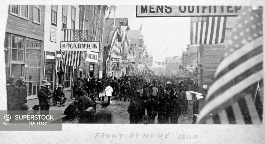 Historic Crowded Downtown Nome Alaska Summer