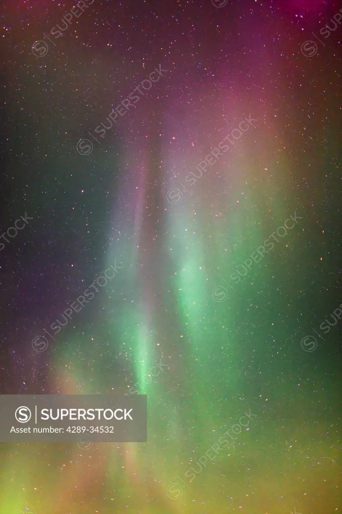 Northern Lights fill the sky in Broad Pass, Southcentral Alaska, Winter