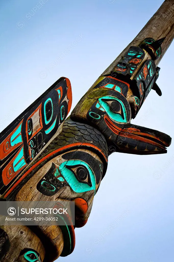 Chief Johnson Totem Pole, Ketchikan, Southeast Alaska, Summer