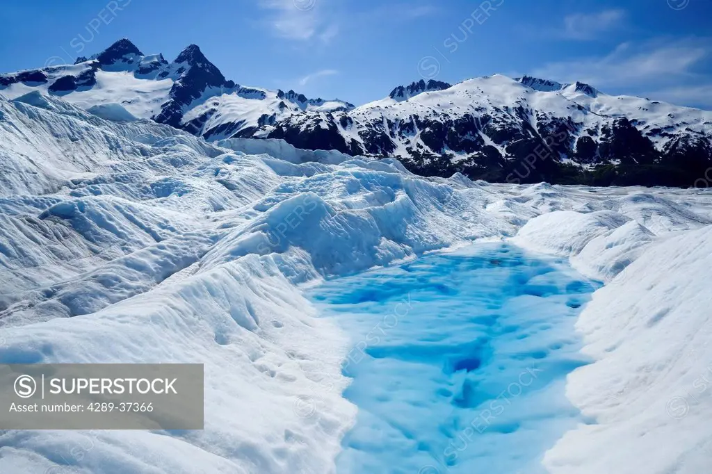 Melt Pond Atop Mendenhall Glacier Keeps Blue Ice From Oxidising Juneau Alaska Tongass National Forest