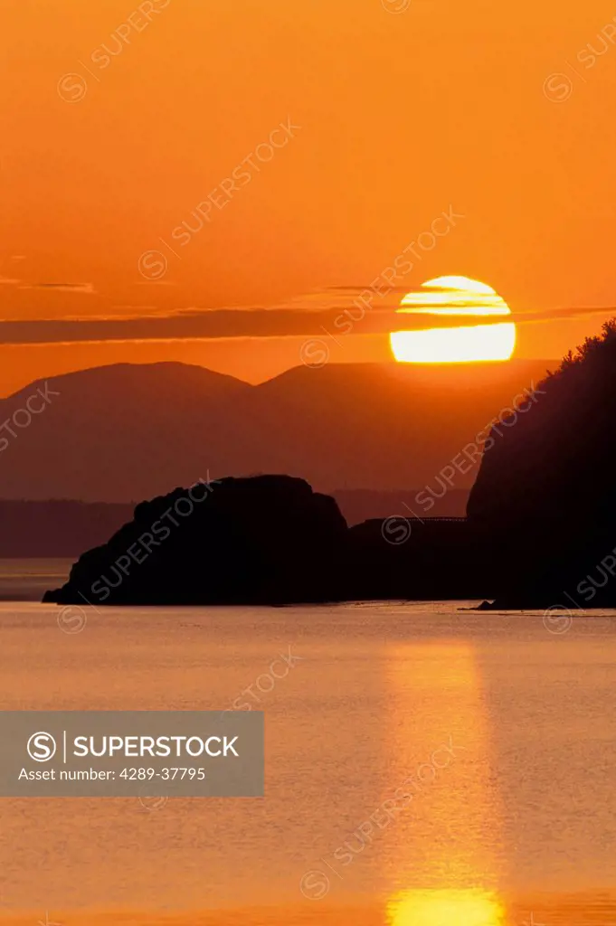 Sunset Over Ak Range & Cook Inlet Turnagain Arm Sc Ak Summer