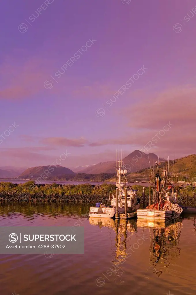 Commercial Fishing Boats In St.Paul Harbor Kodiak Alaska @ Sunrise Southwest Autumn