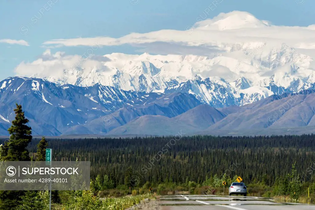Mt. McKinley viewed from George Parks Highway, Interior Alaska, summer