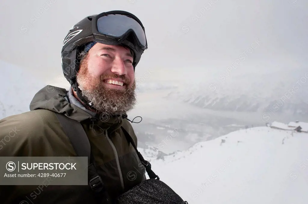 Portrait Of A Downhill Skier With Frosty Beard, Alyeska Resort, Southcentral Alaska, Winter