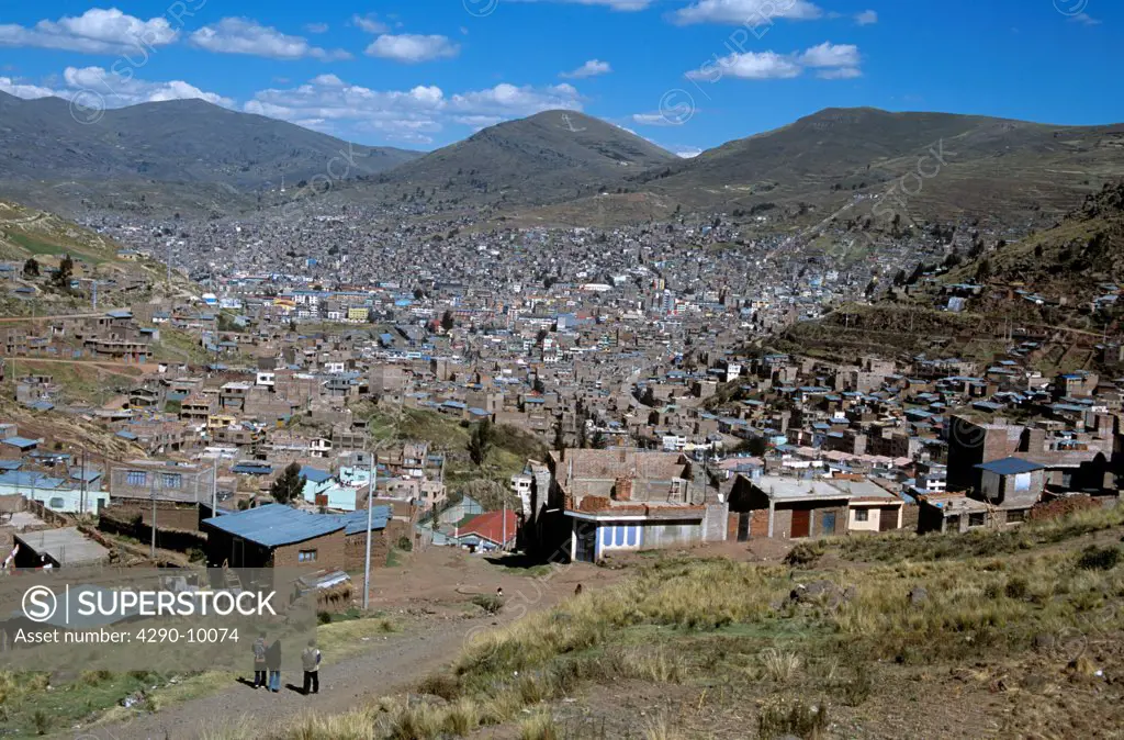 General view of Puno town from hillside, Puno, Peru