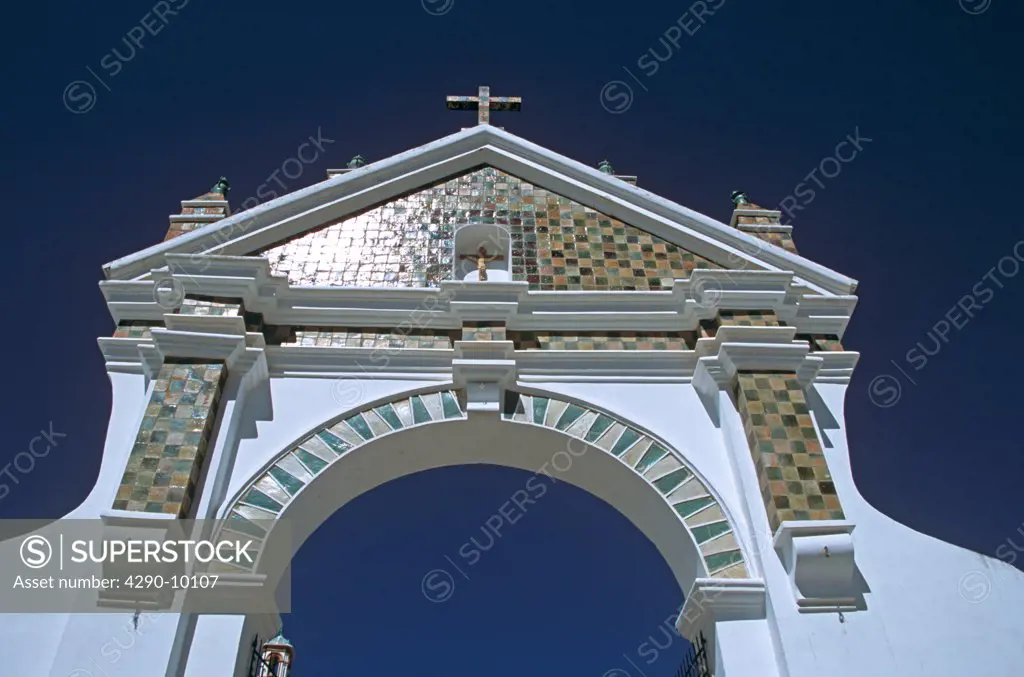 Archway, Virgin of Copacabana Church, Copacabana, Lake Titicaca, Bolivia