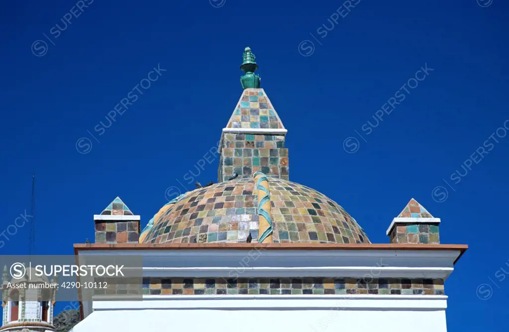 Dome above arch, Virgin of Copacabana Church, Copacabana, Lake Titicaca, Bolivia