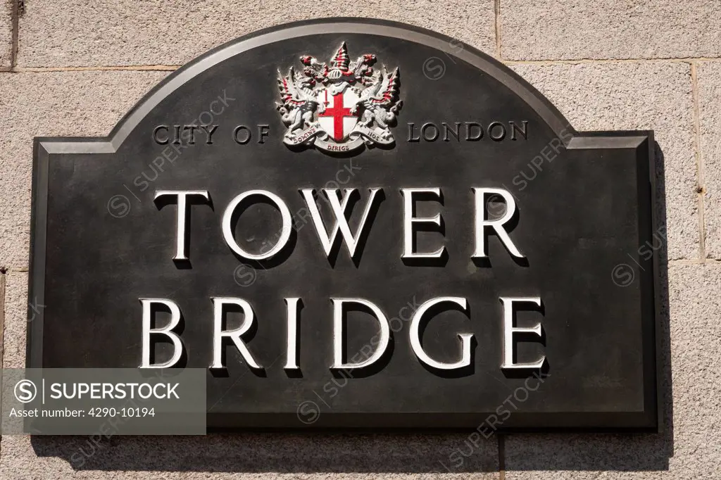 Tower Bridge plaque, Tower Bridge, Southwark, London, England