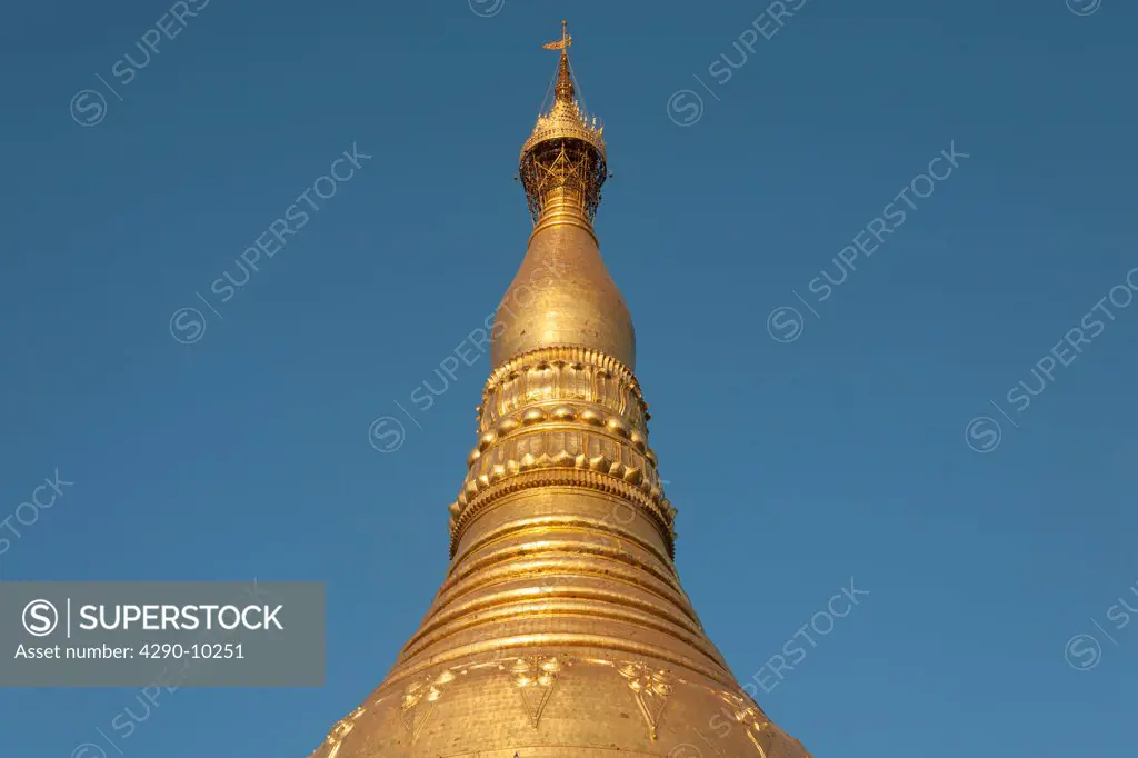 The main golden stupa at Shwedagon Pagoda, Yangon, (Rangoon), Myanmar, (Burma)