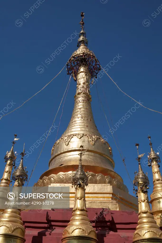 Stupas at Popa Taung Kalat Temple, Mount Popa, near Bagan, Myanmar, (Burma)