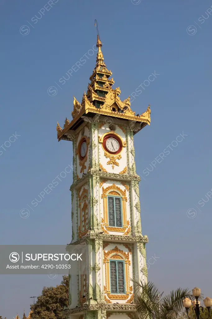 Clock tower at the Mahamuni Pagoda, Mandalay, Myanmar, (Burma)