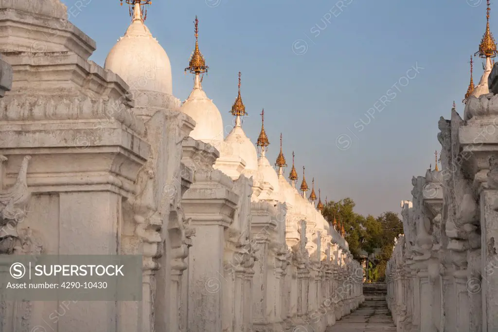 Stupas, each housing a page of the world¬ ""!s largest book, Kuthodaw Pagoda, Mandalay, Myanmar, (Burma)