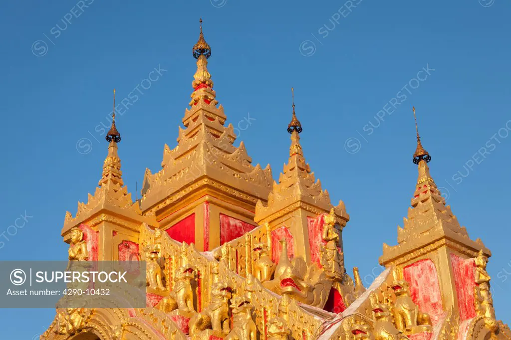Colourful building at the Kuthodaw Pagoda, Mandalay, Myanmar, (Burma)