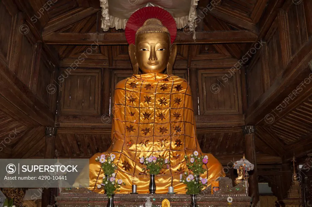 Buddha, Shwe Yan Pyay Monastery, also known as Shwe Yaunghwe Monastery, Nyaung Shwe, Shan State, Myanmar, (Burma)