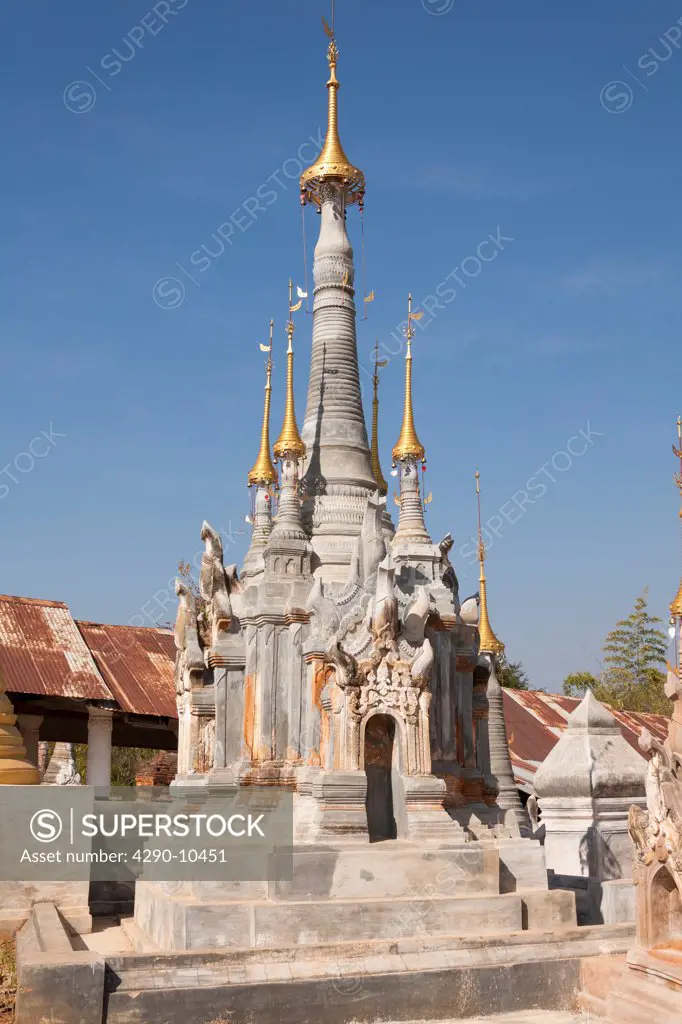 One of the numerous stupas at the Shwe Indein Pagoda, Indein, Shan State, Myanmar, (Burma)