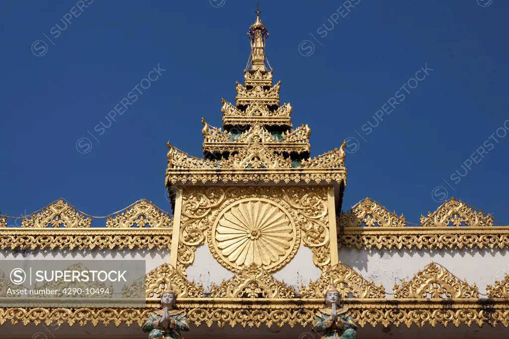 Ornate roof of a building at Shwedagon Pagoda, Yangon, (Rangoon), Myanmar, (Burma)