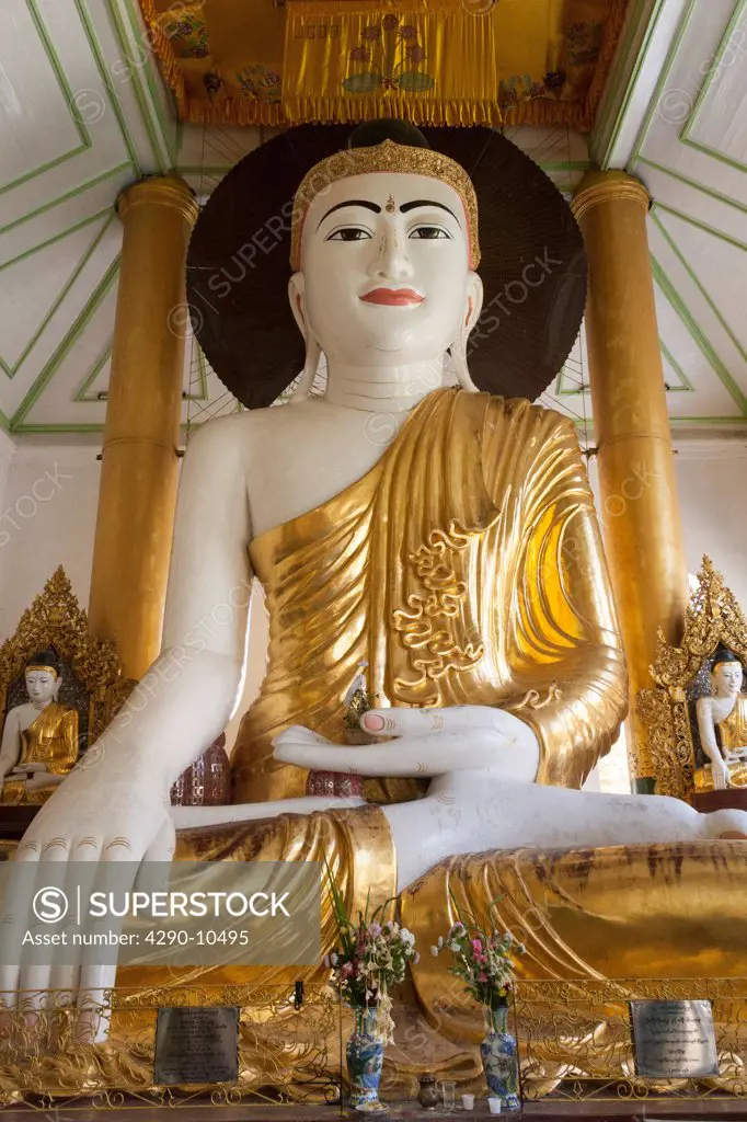 A Buddha statue at Shwedagon Pagoda, Yangon, (Rangoon), Myanmar, (Burma)