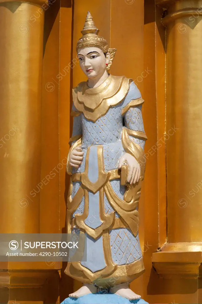 A religious statue at Shwedagon Pagoda, Yangon, (Rangoon), Myanmar, (Burma)