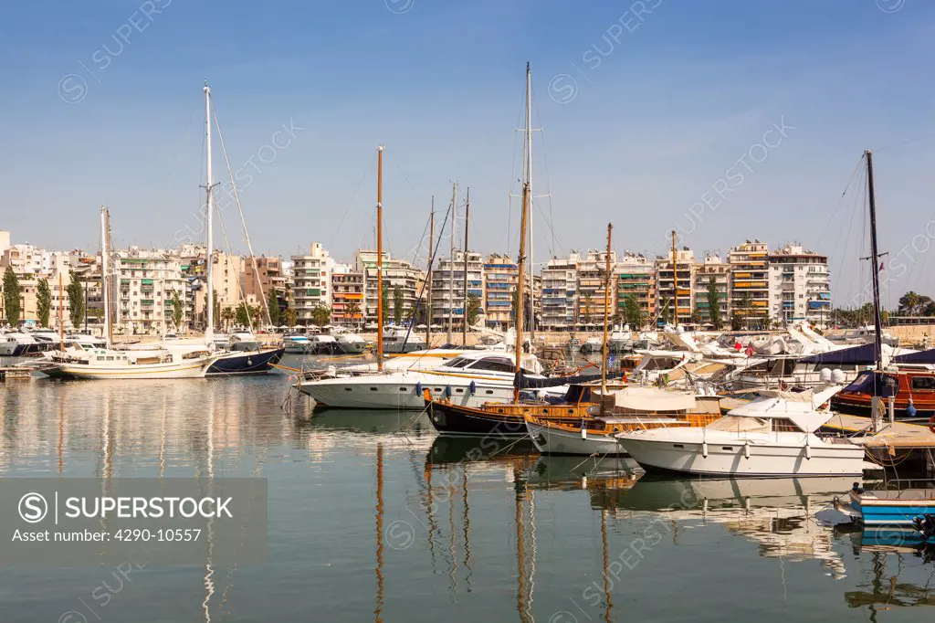 Boats moored in Zea Marina, Pasalimani Bay, Piraeus, Athens, Greece