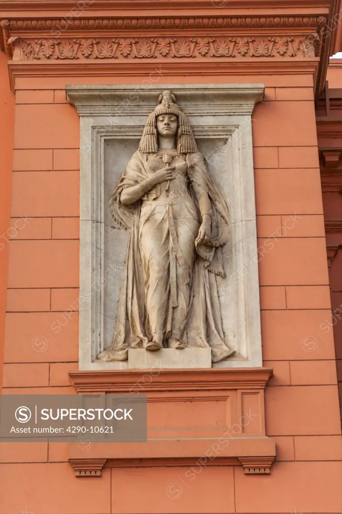 Statue on the wall of a museum, Egyptian Museum of Antiquities, Cairo, Egypt