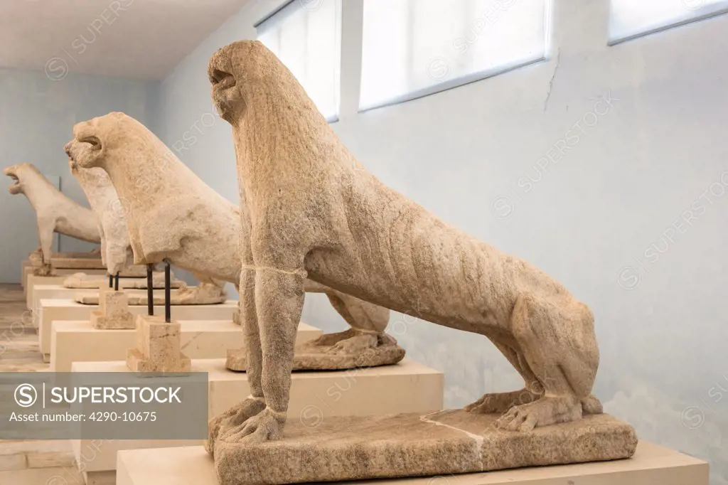 Lions of the Naxians in Archaeological Museum of Delos, Delos, Mykonos, Greece