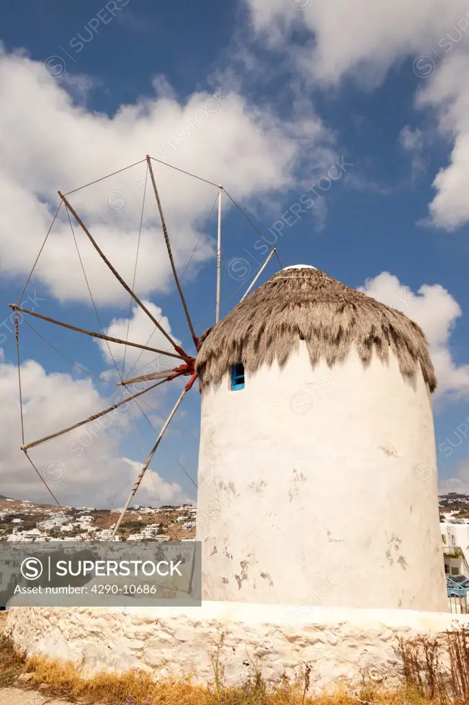 One of the five famous windmills in Chora, Mykonos, Greece