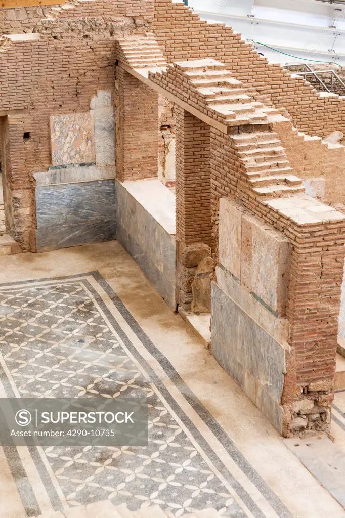 Mosaic in a hallway and walls of the Terrace Houses, Ephesus, Izmir Province, Turkey