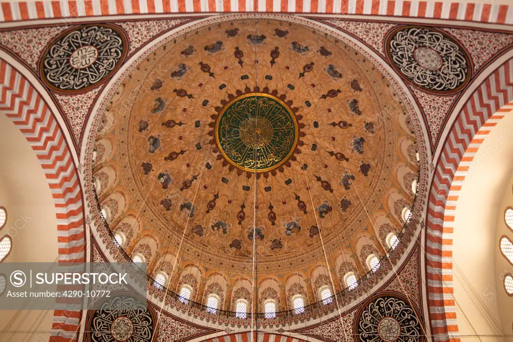 Architectural details of the dome at Suleymaniye Mosque, Istanbul, Turkey