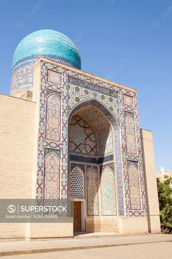 Double dome Mausoleum to Ulug Uljaoim, Shah-i-Zinda, also known as Shah I Zinda and Shah-i Zinda, Samarkand, Uzbekistan