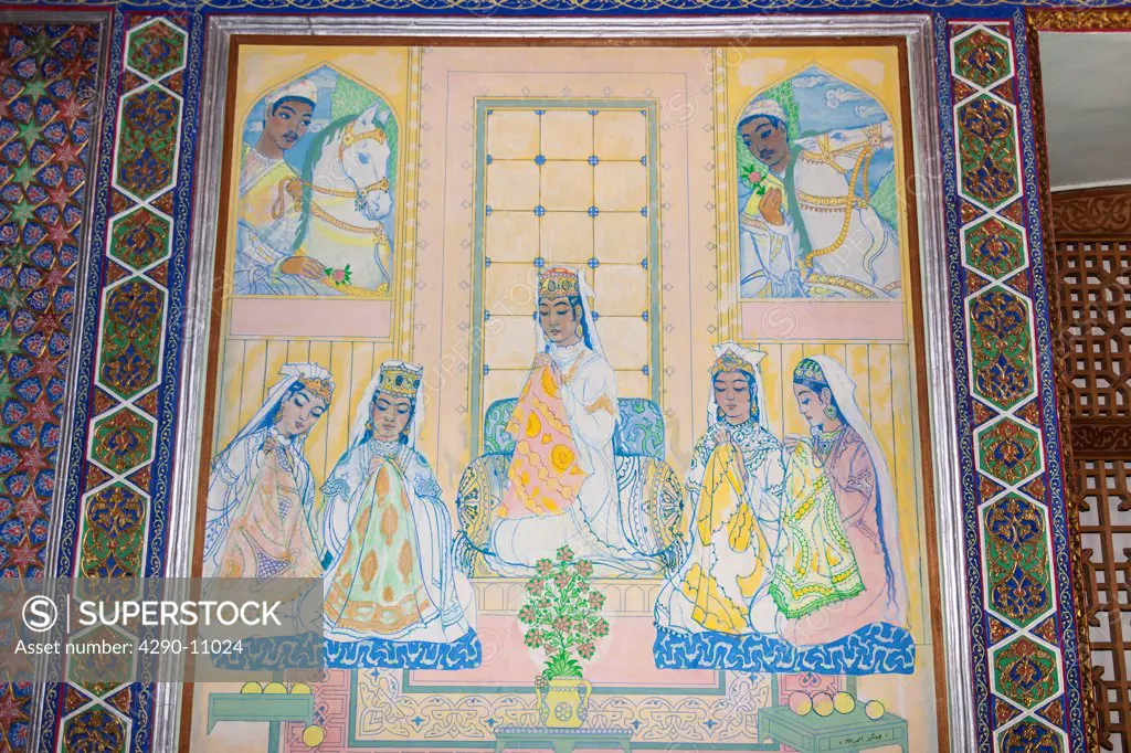Painting on wall in smoking room, House of Alexander Polovtsev, Museum of Applied Arts, Tashkent, Uzbekistan