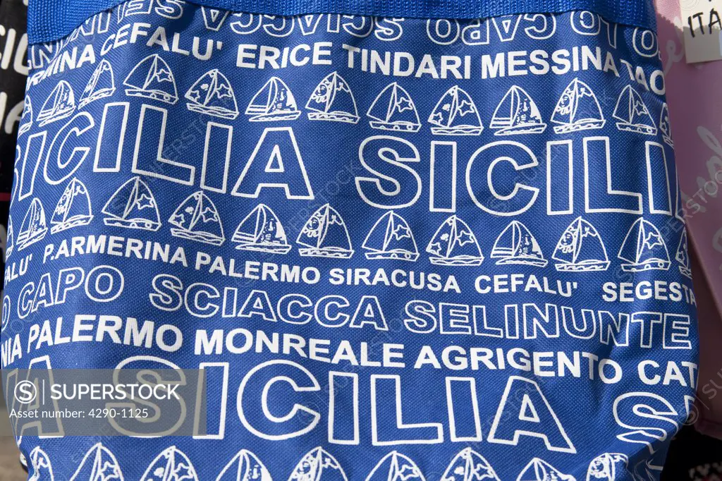 Bag depicting locations in Sicily, Sicily, Italy