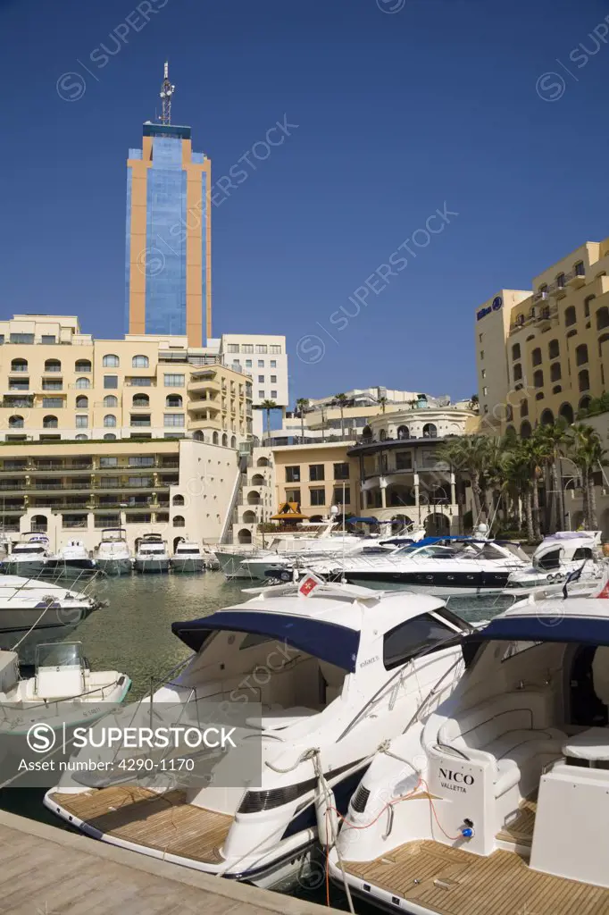 Portomaso Marina, Hilton Hotel and Portomaso Tower, Portomaso, Saint Julians, Malta