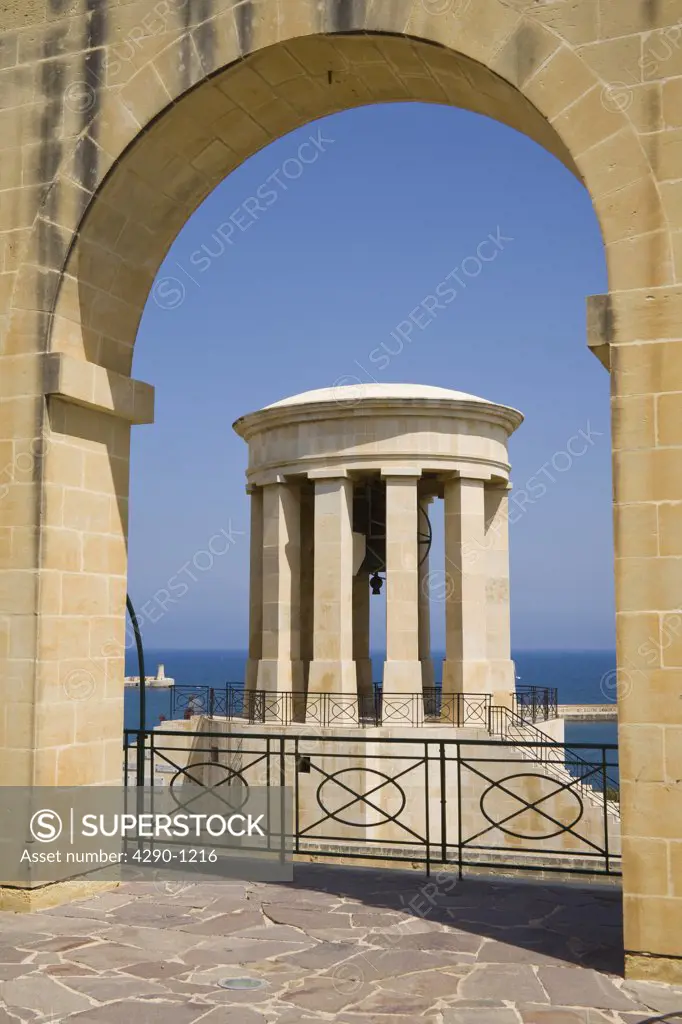 Siege bell monument, World War II Memorial, Lower Barracca Gardens, Valletta, Malta