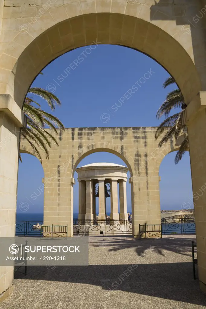 Siege bell monument, World War II Memorial, Lower Barracca Gardens, Valletta, Malta