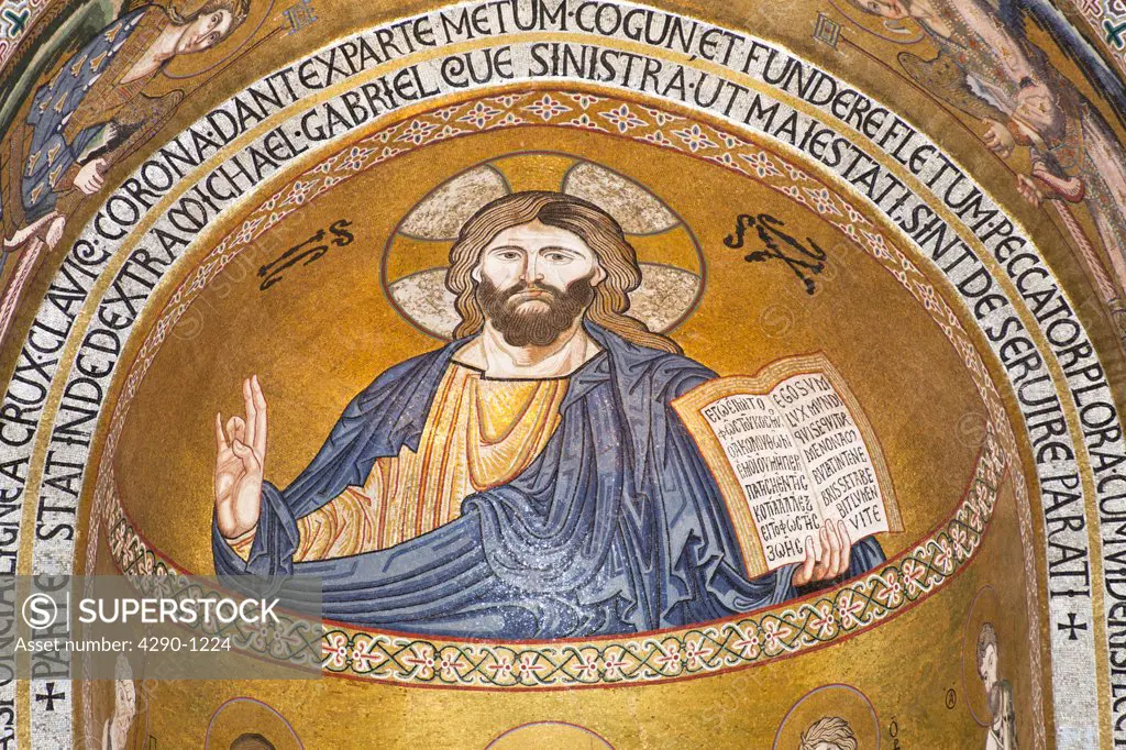 Jesus Christ mosaic in the apse, Cappella Palatina, Palazzo dei Normanni, Palermo, Sicily, Italy