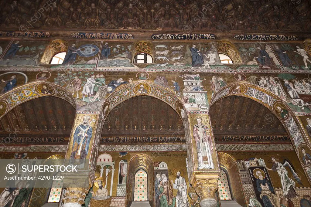 Mosaics on the walls, Cappella Palatina, Palazzo dei Normanni, Palermo, Sicily, Italy