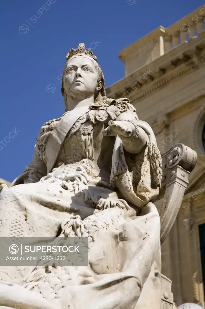Queen Victoria statue, Republic Street, outside the library, Valletta, Malta
