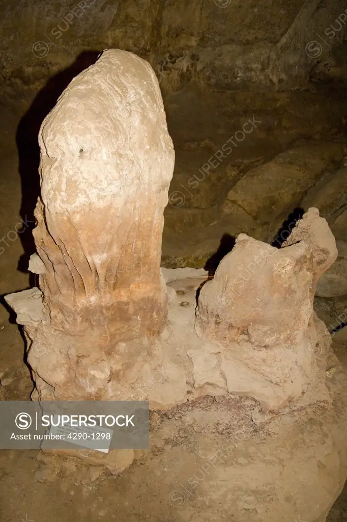 Stalagmites in the Ghar Dalam Caves, Malta