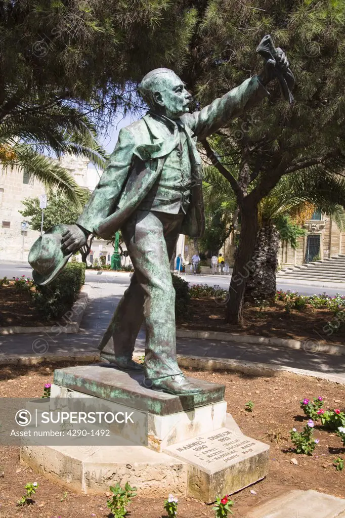 Statue of Manwel Dimech outside Auberge de Castille et Leon, Prime Ministers office, Castille Place, Valletta, Malta